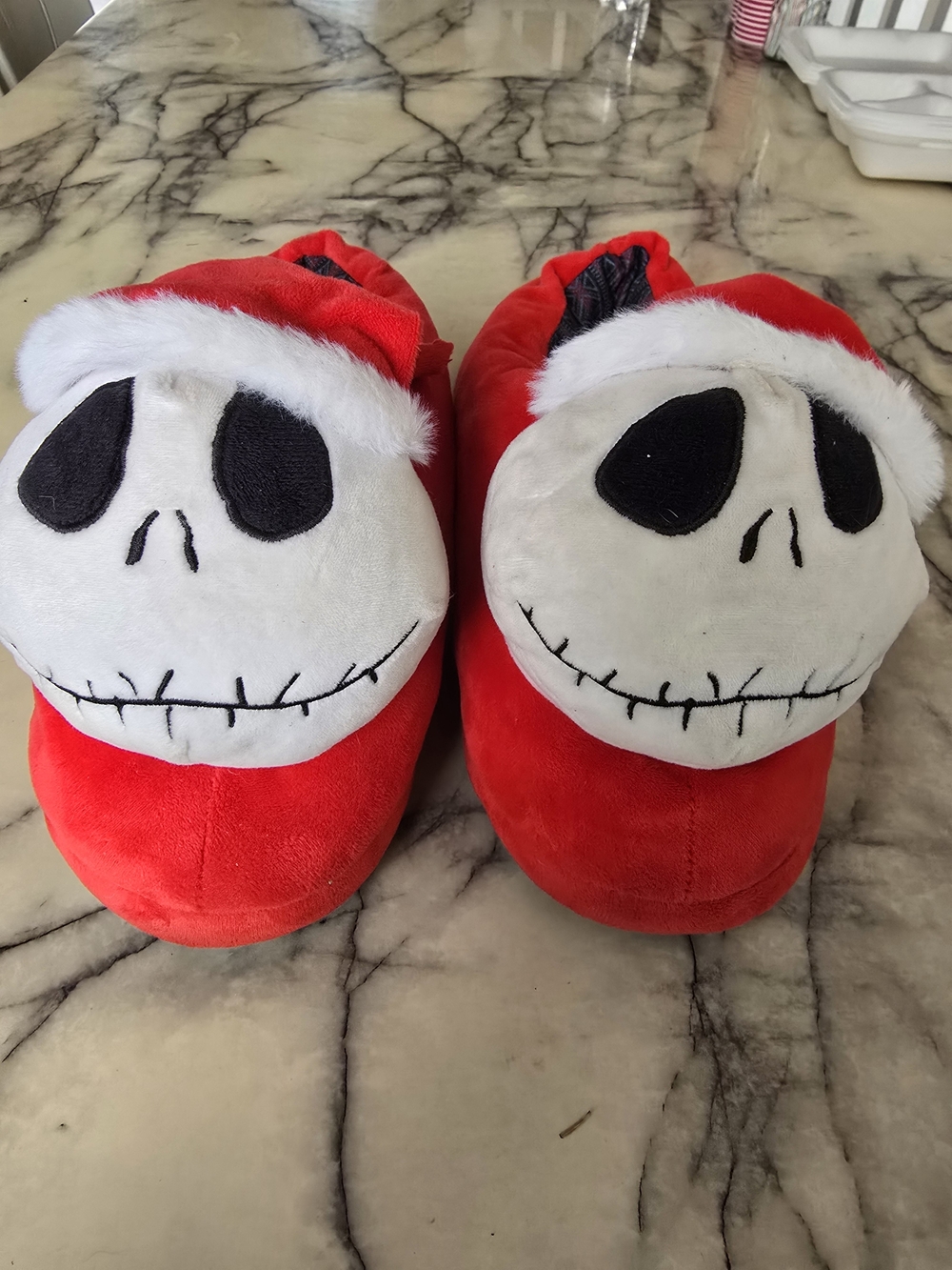 Disney Red and White Jack Skellington Santa Slip-On Slippers